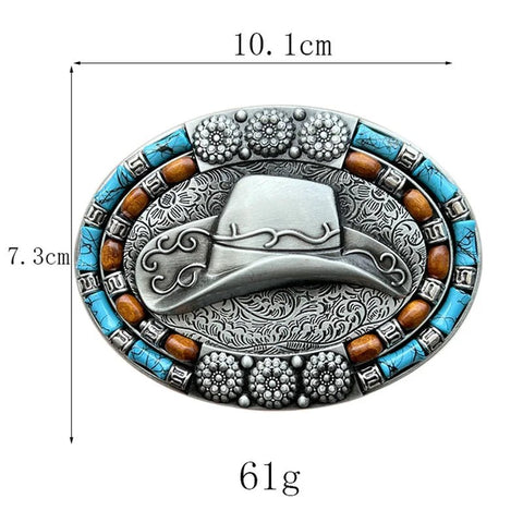 Cowboy hat and belt buckle Western style - American ThistleCowboy hat and belt buckle Western style