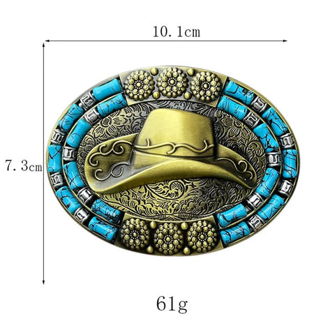 Cowboy hat and belt buckle Western style - American ThistleCowboy hat and belt buckle Western style