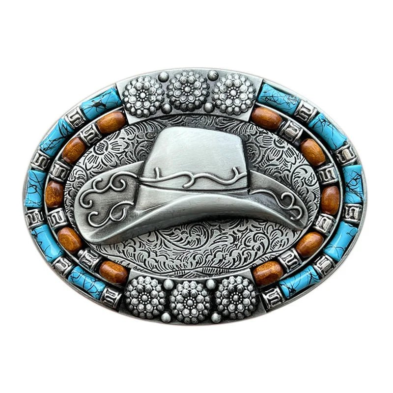 Cowboy hat and belt buckle Western style - American ThistleCowboy hat and belt buckle Western style