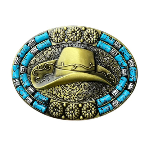 Cowboy hat and belt buckle Western style - American ThistleCowboy hat and belt buckle Western style