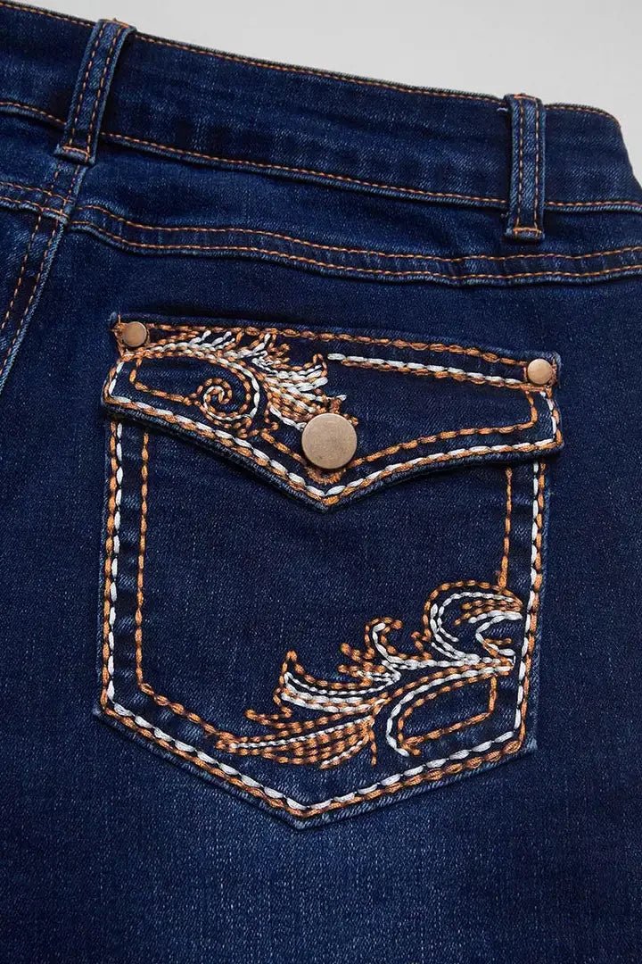 Cowgirl Boo - Cut Denim Jean Exquisite Embroidery Stretch & Comfortable Ladies Country Outfit Western Women - American Thistle Cowgirl Boo - Cut Denim Jean Exquisite Embroidery Stretch & Comfortable Ladies Country Outfit Western Women