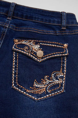 Cowgirl Boo - Cut Denim Jean Exquisite Embroidery Stretch & Comfortable Ladies Country Outfit Western Women - American Thistle Cowgirl Boo - Cut Denim Jean Exquisite Embroidery Stretch & Comfortable Ladies Country Outfit Western Women