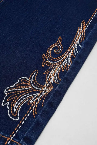 Cowgirl Boo - Cut Denim Jean Exquisite Embroidery Stretch & Comfortable Ladies Country Outfit Western Women - American Thistle Cowgirl Boo - Cut Denim Jean Exquisite Embroidery Stretch & Comfortable Ladies Country Outfit Western Women