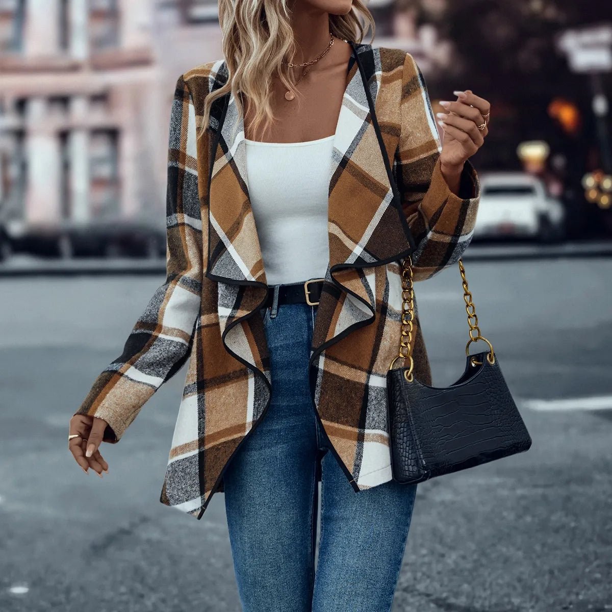 Cross border European and American women's fashionable and elegant plaid jackets - American ThistleCross border European and American women's fashionable and elegant plaid jackets
