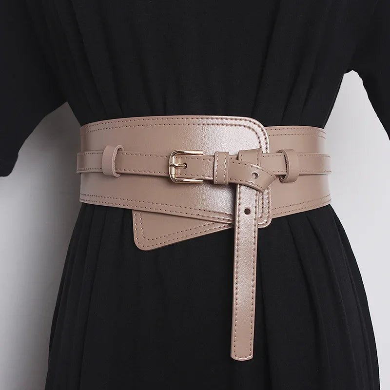 Deepeel Fashion Women's Cowskin Cummerbund Wide Belt Dress Coat Girdle Luxury Designer Corset Female Decorative Waistband - American ThistleDeepeel Fashion Women's Cowskin Cummerbund Wide Belt Dress Coat Girdle Luxury Designer Corset Female Decorative Waistband