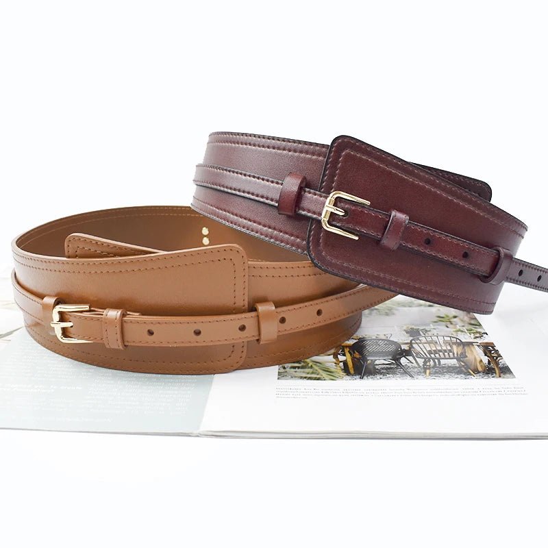 Deepeel Fashion Women's Cowskin Cummerbund Wide Belt Dress Coat Girdle Luxury Designer Corset Female Decorative Waistband - American ThistleDeepeel Fashion Women's Cowskin Cummerbund Wide Belt Dress Coat Girdle Luxury Designer Corset Female Decorative Waistband