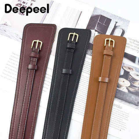 Deepeel Fashion Women's Cowskin Cummerbund Wide Belt Dress Coat Girdle Luxury Designer Corset Female Decorative Waistband - American ThistleDeepeel Fashion Women's Cowskin Cummerbund Wide Belt Dress Coat Girdle Luxury Designer Corset Female Decorative Waistband