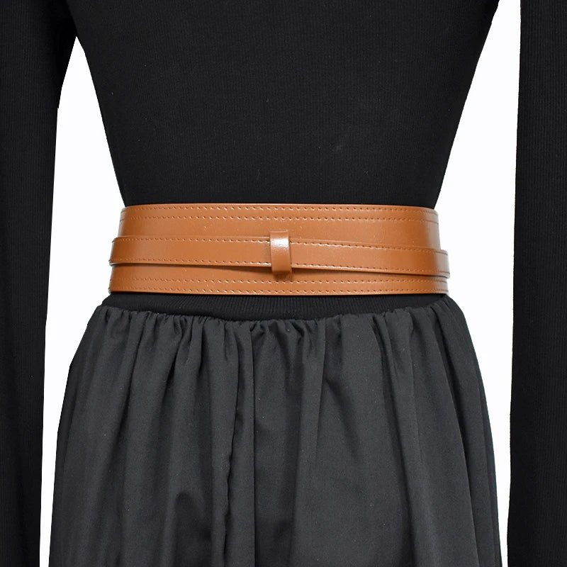 Deepeel Fashion Women's Cowskin Cummerbund Wide Belt Dress Coat Girdle Luxury Designer Corset Female Decorative Waistband - American ThistleDeepeel Fashion Women's Cowskin Cummerbund Wide Belt Dress Coat Girdle Luxury Designer Corset Female Decorative Waistband