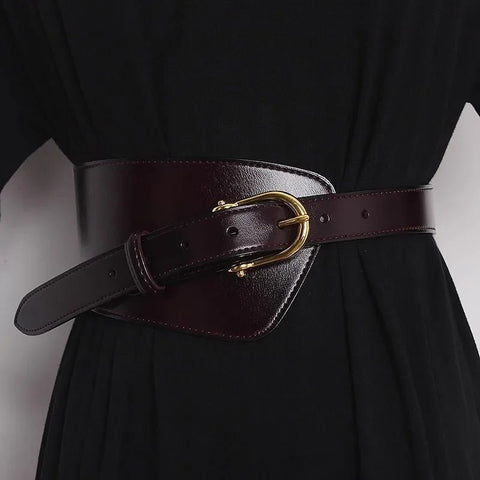 Deepeel Fashion Women's Cowskin Cummerbund Wide Belt Dress Coat Girdle Luxury Designer Corset Female Decorative Waistband - American ThistleDeepeel Fashion Women's Cowskin Cummerbund Wide Belt Dress Coat Girdle Luxury Designer Corset Female Decorative Waistband