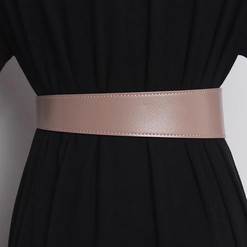 Deepeel Fashion Women's Cowskin Cummerbund Wide Belt Dress Coat Girdle Luxury Designer Corset Female Decorative Waistband - American ThistleDeepeel Fashion Women's Cowskin Cummerbund Wide Belt Dress Coat Girdle Luxury Designer Corset Female Decorative Waistband