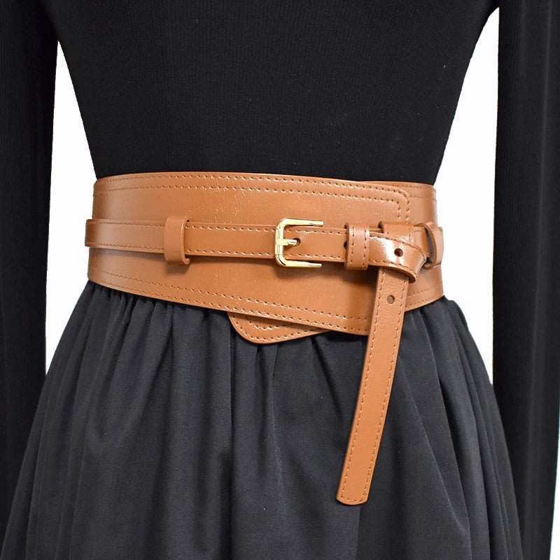 Deepeel Fashion Women's Cowskin Cummerbund Wide Belt Dress Coat Girdle Luxury Designer Corset Female Decorative Waistband - American ThistleDeepeel Fashion Women's Cowskin Cummerbund Wide Belt Dress Coat Girdle Luxury Designer Corset Female Decorative Waistband