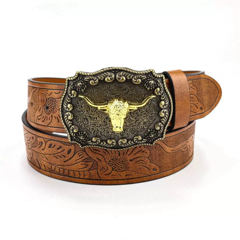 Denim Belt Cow Head Large Plate Buckle Trendy Denim Belt Cow Head - American ThistleDenim Belt Cow Head Large Plate Buckle Trendy Denim Belt Cow Head