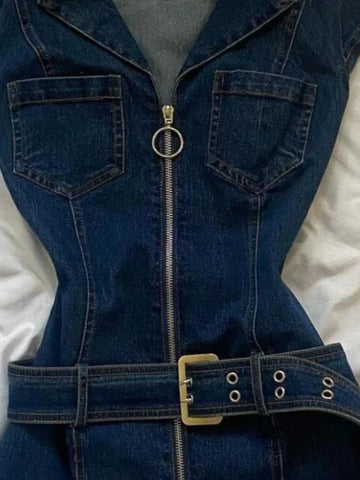 Denim Dresses Women Spring Summer American Mini Dress - American Thistle Denim Dresses Women Spring Summer American Mini Dress