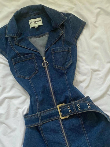 Denim Dresses Women Spring Summer American Mini Dress - American Thistle Denim Dresses Women Spring Summer American Mini Dress