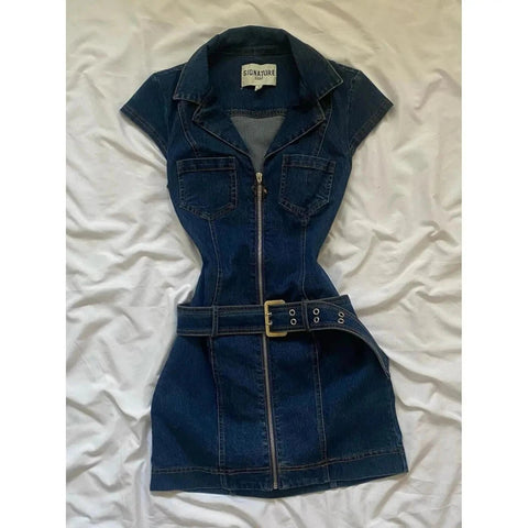 Denim Dresses Women Spring Summer American Mini Dress - American Thistle Denim Dresses Women Spring Summer American Mini Dress