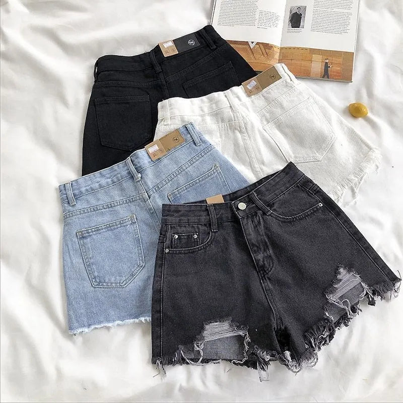 Denim Shorts Women Summer Fashion Casual High Waist Ripped - American Thistle Denim Shorts Women Summer Fashion Casual High Waist Ripped