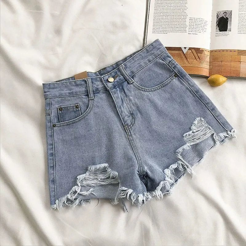 Denim Shorts Women Summer Fashion Casual High Waist Ripped - American Thistle Denim Shorts Women Summer Fashion Casual High Waist Ripped