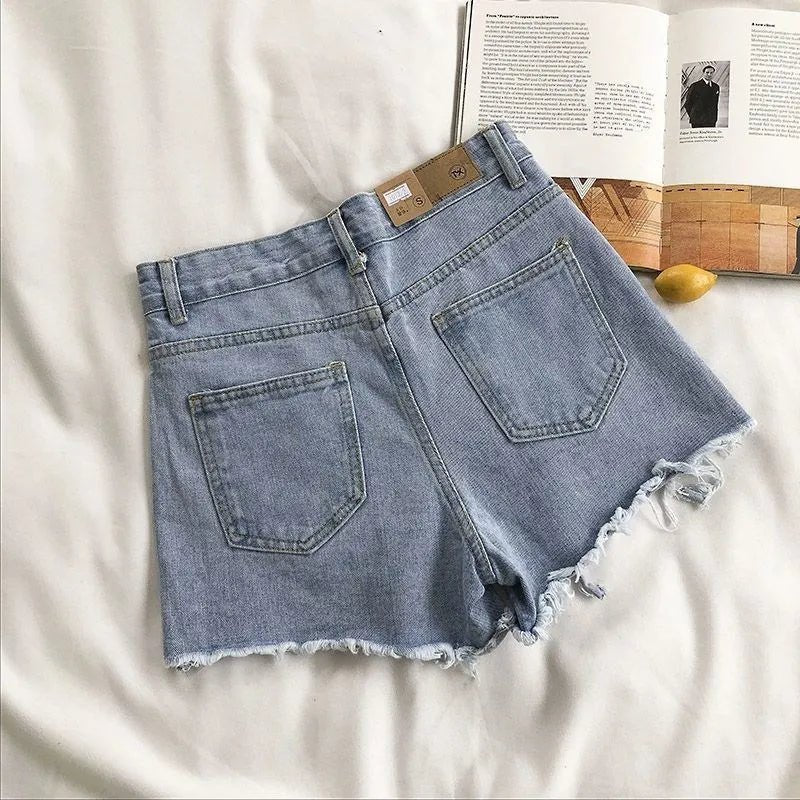 Denim Shorts Women Summer Fashion Casual High Waist Ripped - American Thistle Denim Shorts Women Summer Fashion Casual High Waist Ripped