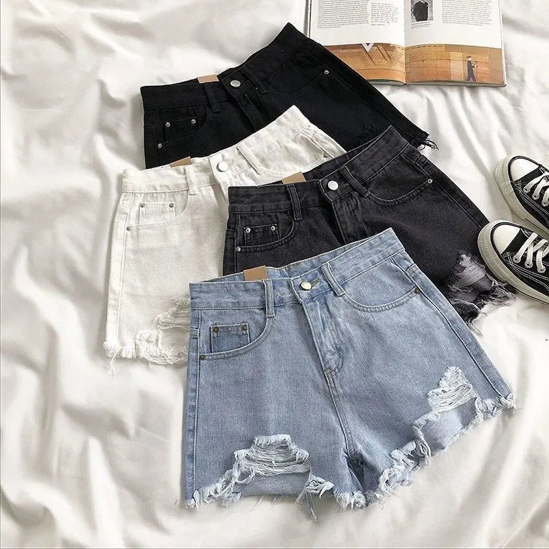 Denim Shorts Women Summer Fashion Casual High Waist Ripped - American Thistle Denim Shorts Women Summer Fashion Casual High Waist Ripped