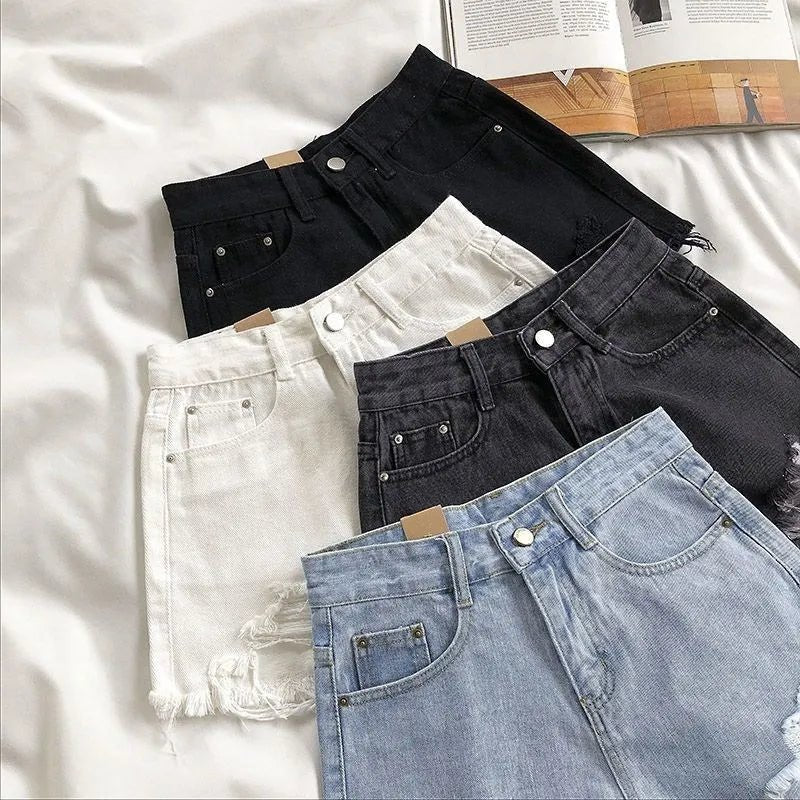 Denim Shorts Women Summer Fashion Casual High Waist Ripped - American Thistle Denim Shorts Women Summer Fashion Casual High Waist Ripped