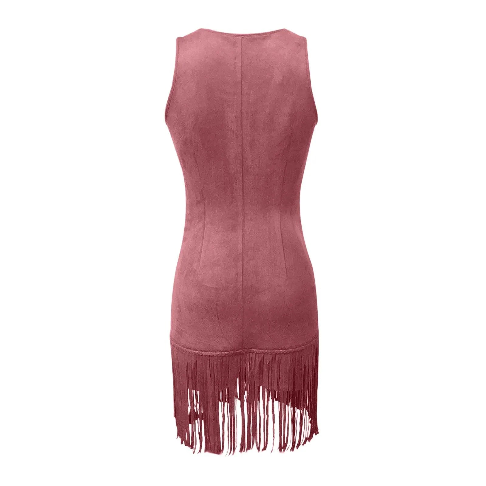 Dress Women Summer Vintage Deep Cut Slim Dress Sleeveless Velvet Leather With Tassel Party Dresses - American Thistle Dress Women Summer Vintage Deep Cut Slim Dress Sleeveless Velvet Leather With Tassel Party Dresses
