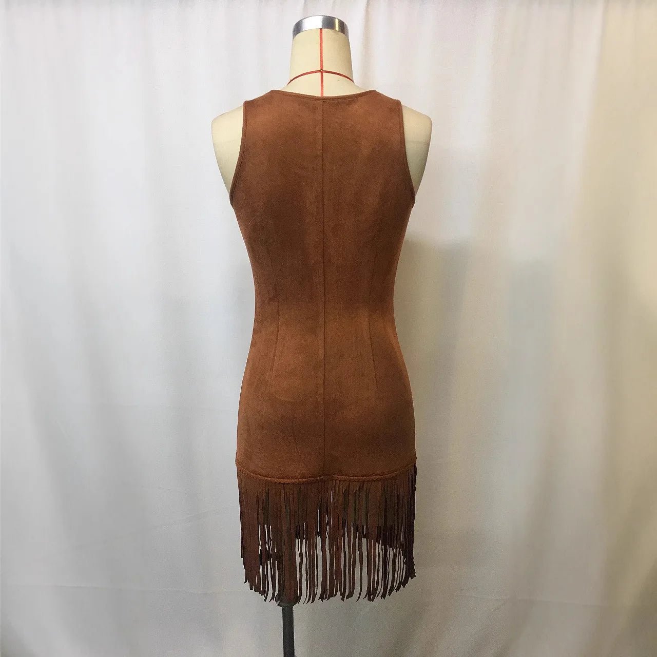 Dress Women Summer Vintage Deep Cut Slim Dress Sleeveless Velvet Leather With Tassel Party Dresses - American Thistle Dress Women Summer Vintage Deep Cut Slim Dress Sleeveless Velvet Leather With Tassel Party Dresses