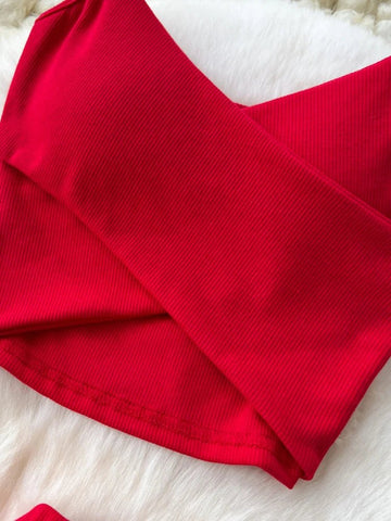 Elegant 2 Pieces Set for Women Solid V Neck Sleeveless Crop Top Camis Top With High Elastic Waist Split Long Skirt With Buttons - American Thistle Elegant 2 Pieces Set for Women Solid V Neck Sleeveless Crop Top Camis Top With High Elastic Waist Split Long Skirt With Buttons