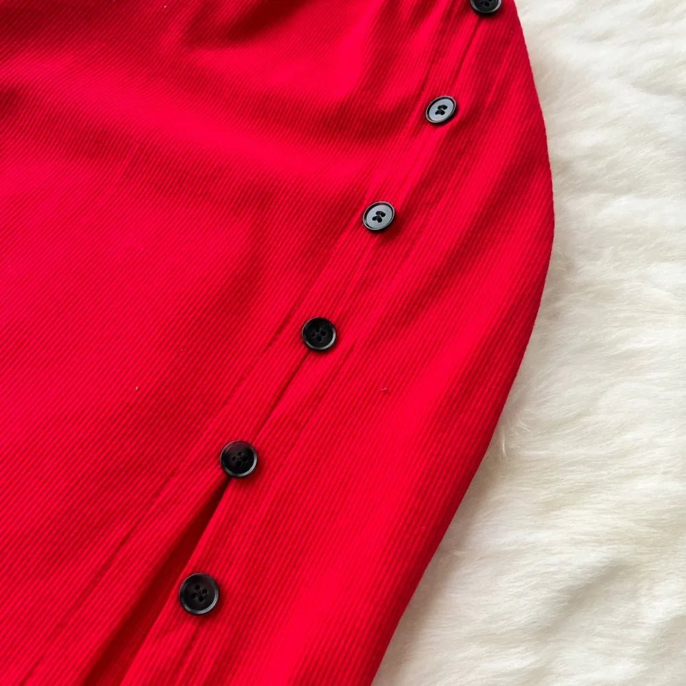 Elegant 2 Pieces Set for Women Solid V Neck Sleeveless Crop Top Camis Top With High Elastic Waist Split Long Skirt With Buttons - American Thistle Elegant 2 Pieces Set for Women Solid V Neck Sleeveless Crop Top Camis Top With High Elastic Waist Split Long Skirt With Buttons