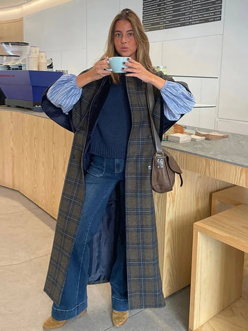 Elegant Cloak Double Breasted Long Coats Women Retro Lapel Double Side Loose Coat Female Autumn Winter Fashion Lady Outwear - American ThistleElegant Cloak Double Breasted Long Coats Women Retro Lapel Double Side Loose Coat Female Autumn Winter Fashion Lady Outwear