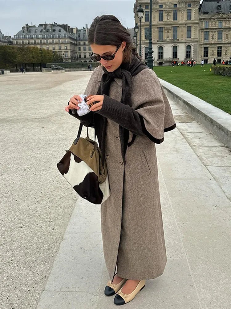 Elegant Cloak Double Breasted Long Coats Women Retro Lapel Double Side Loose Coat Female Autumn Winter Fashion Lady Outwear - American ThistleElegant Cloak Double Breasted Long Coats Women Retro Lapel Double Side Loose Coat Female Autumn Winter Fashion Lady Outwear