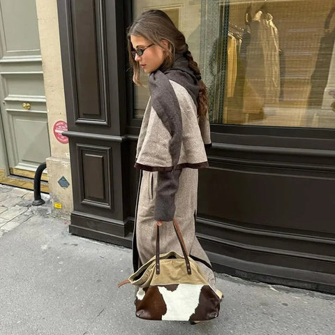 Elegant Cloak Double Breasted Long Coats Women Retro Lapel Double Side Loose Coat Female Autumn Winter Fashion Lady Outwear - American ThistleElegant Cloak Double Breasted Long Coats Women Retro Lapel Double Side Loose Coat Female Autumn Winter Fashion Lady Outwear