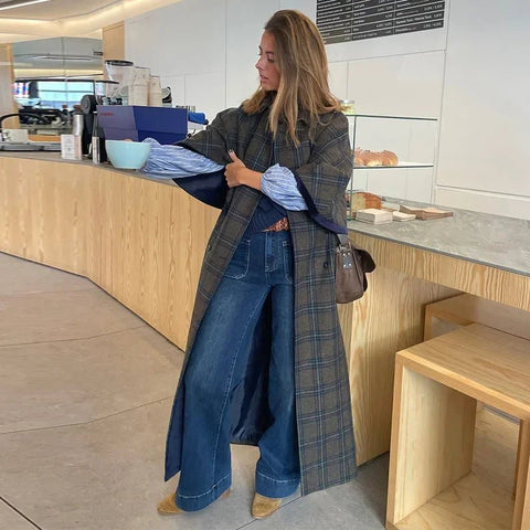 Elegant Cloak Double Breasted Long Coats Women Retro Lapel Double Side Loose Coat Female Autumn Winter Fashion Lady Outwear - American ThistleElegant Cloak Double Breasted Long Coats Women Retro Lapel Double Side Loose Coat Female Autumn Winter Fashion Lady Outwear