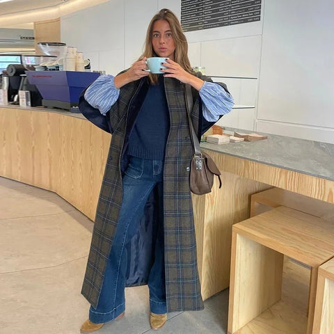 Elegant Cloak Double Breasted Long Coats Women Retro Lapel Double Side Loose Coat Female Autumn Winter Fashion Lady Outwear - American ThistleElegant Cloak Double Breasted Long Coats Women Retro Lapel Double Side Loose Coat Female Autumn Winter Fashion Lady Outwear