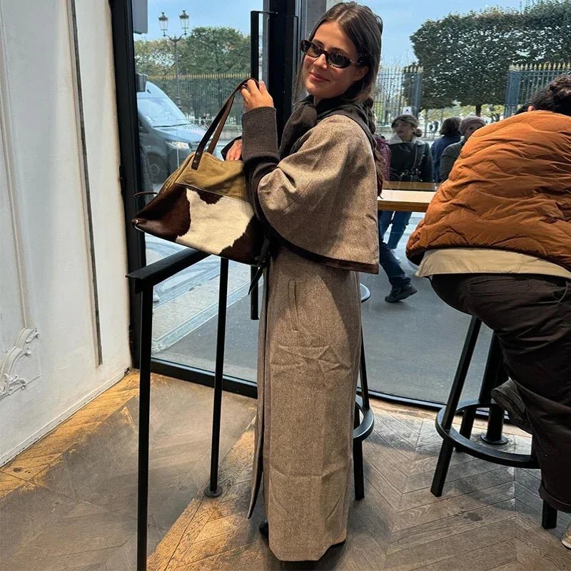 Elegant Cloak Double Breasted Long Coats Women Retro Lapel Double Side Loose Coat Female Autumn Winter Fashion Lady Outwear - American ThistleElegant Cloak Double Breasted Long Coats Women Retro Lapel Double Side Loose Coat Female Autumn Winter Fashion Lady Outwear