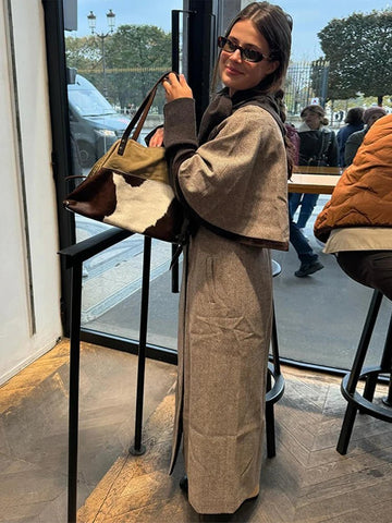 Elegant Cloak Double Breasted Long Coats Women Retro Lapel Double Side Loose Coat Female Autumn Winter Fashion Lady Outwear - American ThistleElegant Cloak Double Breasted Long Coats Women Retro Lapel Double Side Loose Coat Female Autumn Winter Fashion Lady Outwear