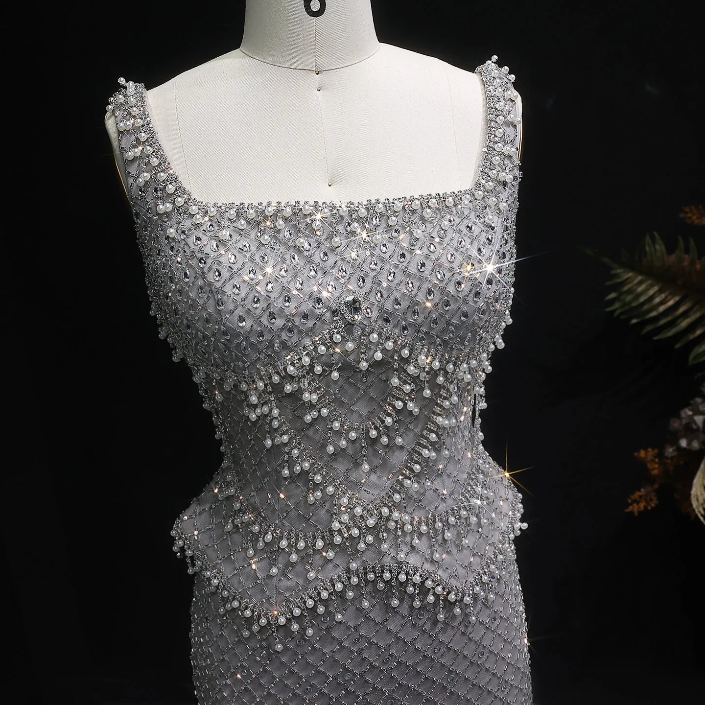 Elegant Evening Gown Beaded - American Thistle Elegant Evening Gown Beaded
