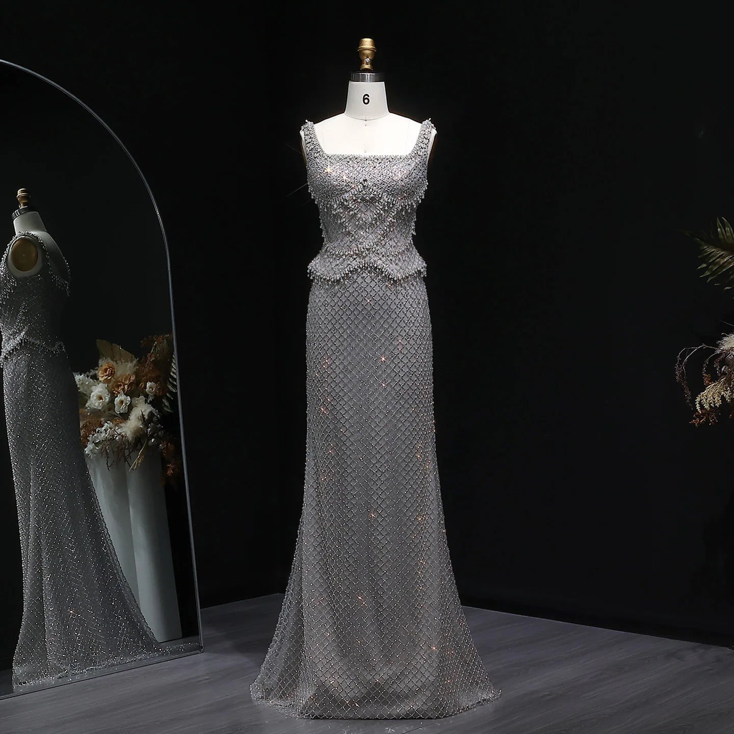 Elegant Evening Gown Beaded - American Thistle Elegant Evening Gown Beaded