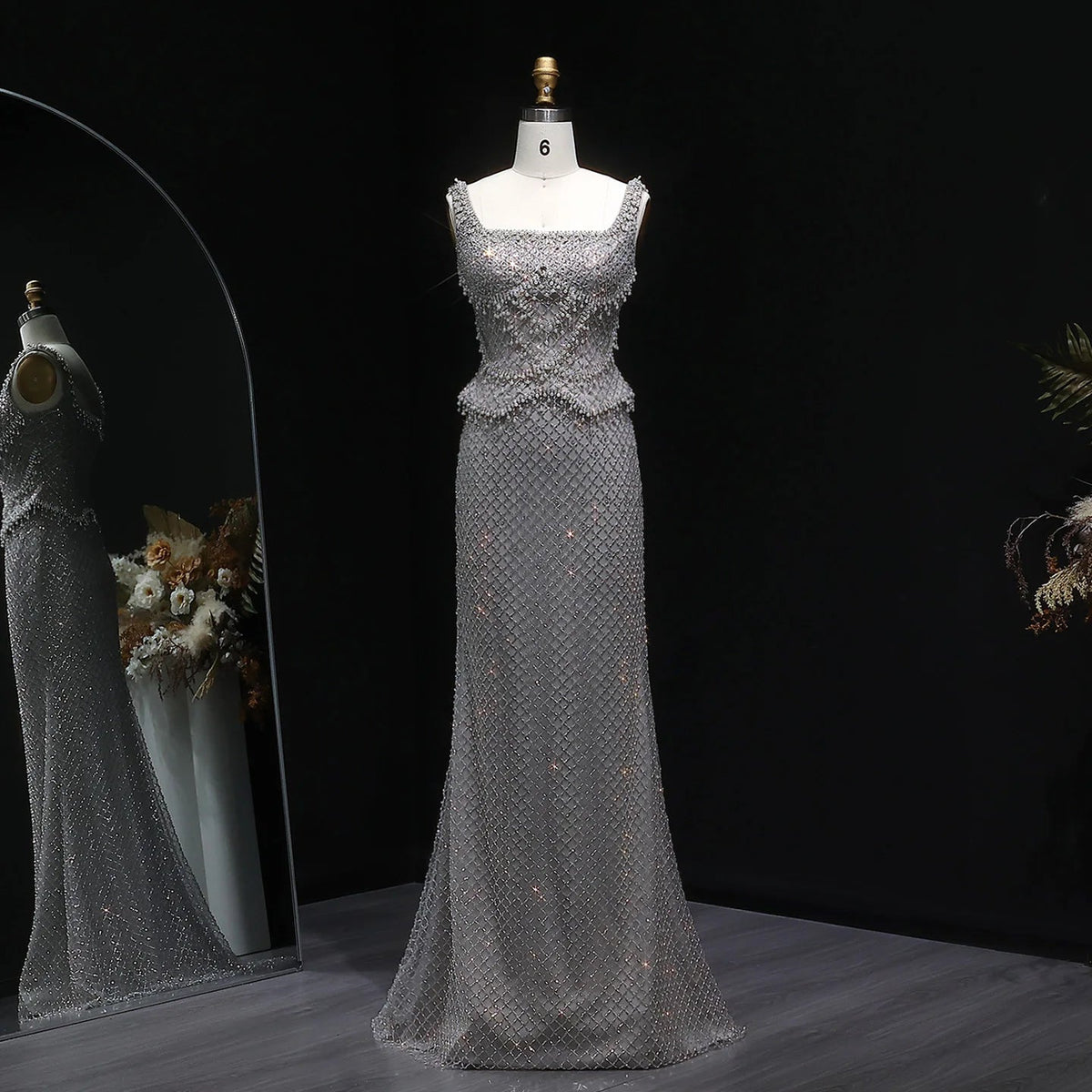 Elegant Evening Gown Beaded - American Thistle Elegant Evening Gown Beaded