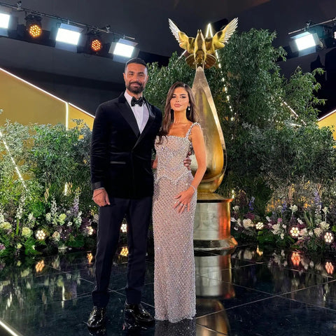 Elegant Evening Gown Beaded - American Thistle Elegant Evening Gown Beaded