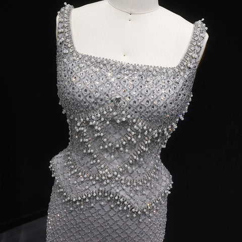 Elegant Evening Gown Beaded - American Thistle Elegant Evening Gown Beaded