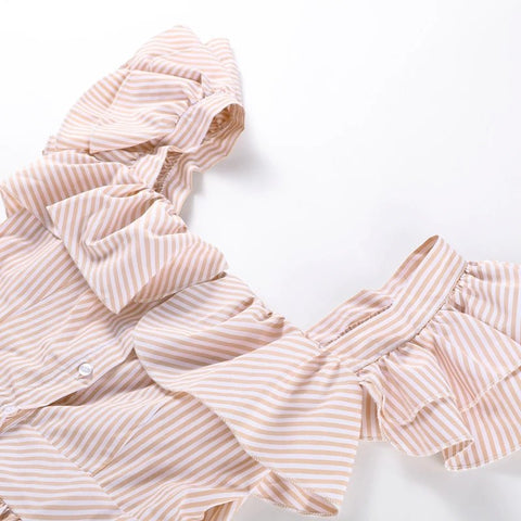 Elegant Long Dress Square - Neck With Ruffle Sleeves - American Thistle Elegant Long Dress Square - Neck With Ruffle Sleeves