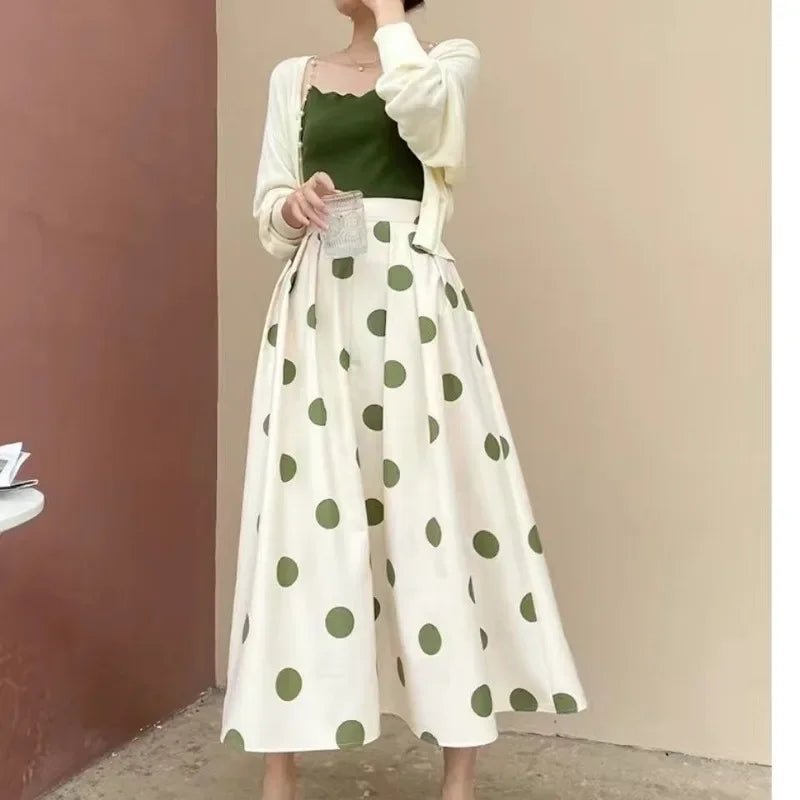 Elegant Polka Dot High Waist Woman Skirt - American Thistle Elegant Polka Dot High Waist Woman Skirt