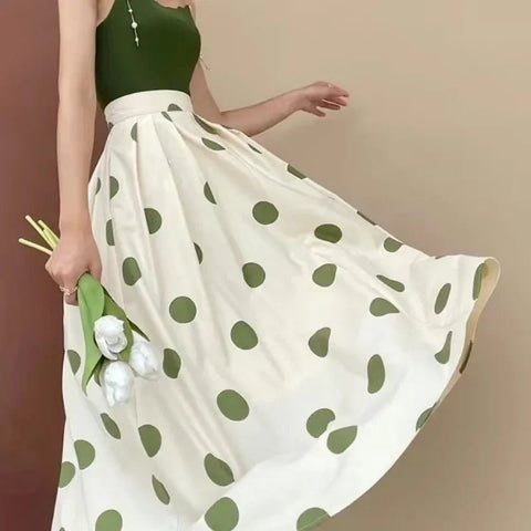 Elegant Polka Dot High Waist Woman Skirt - American Thistle Elegant Polka Dot High Waist Woman Skirt