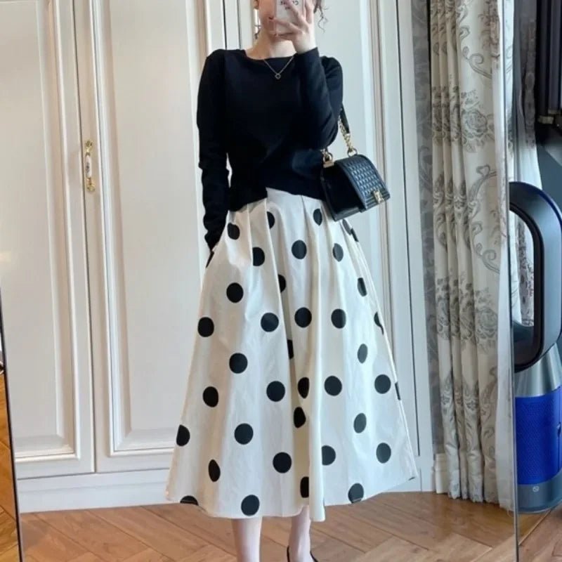 Elegant Polka Dot High Waist Woman Skirt - American Thistle Elegant Polka Dot High Waist Woman Skirt
