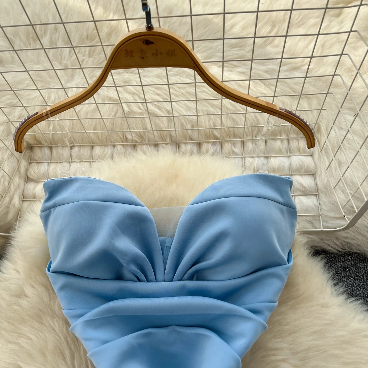 Elegant Satin Fishtail Dress Strapless Sleeveless - American Thistle Elegant Satin Fishtail Dress Strapless Sleeveless