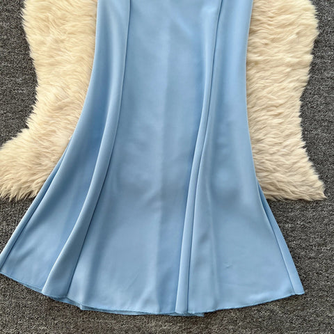 Elegant Satin Fishtail Dress Strapless Sleeveless - American Thistle Elegant Satin Fishtail Dress Strapless Sleeveless