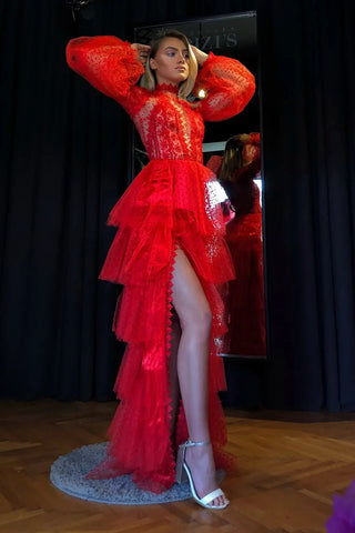 Elegant Sexy Dress in Red or Black Floor Length - American Thistle Elegant Sexy Dress in Red or Black Floor Length