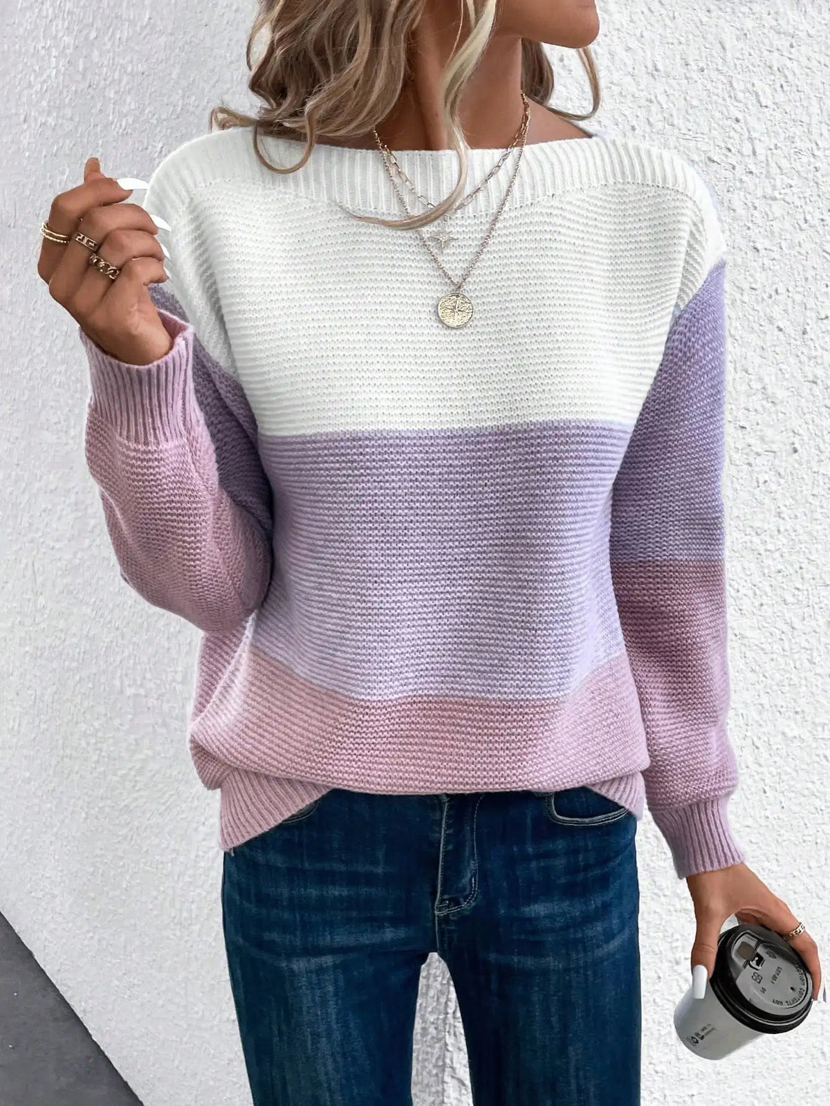 Elegant Three - color Patchwork Sweater Women Female Autumn Winter Knitted Thickened Warm Tops - American Thistle Elegant Three - color Patchwork Sweater Women Female Autumn Winter Knitted Thickened Warm Tops