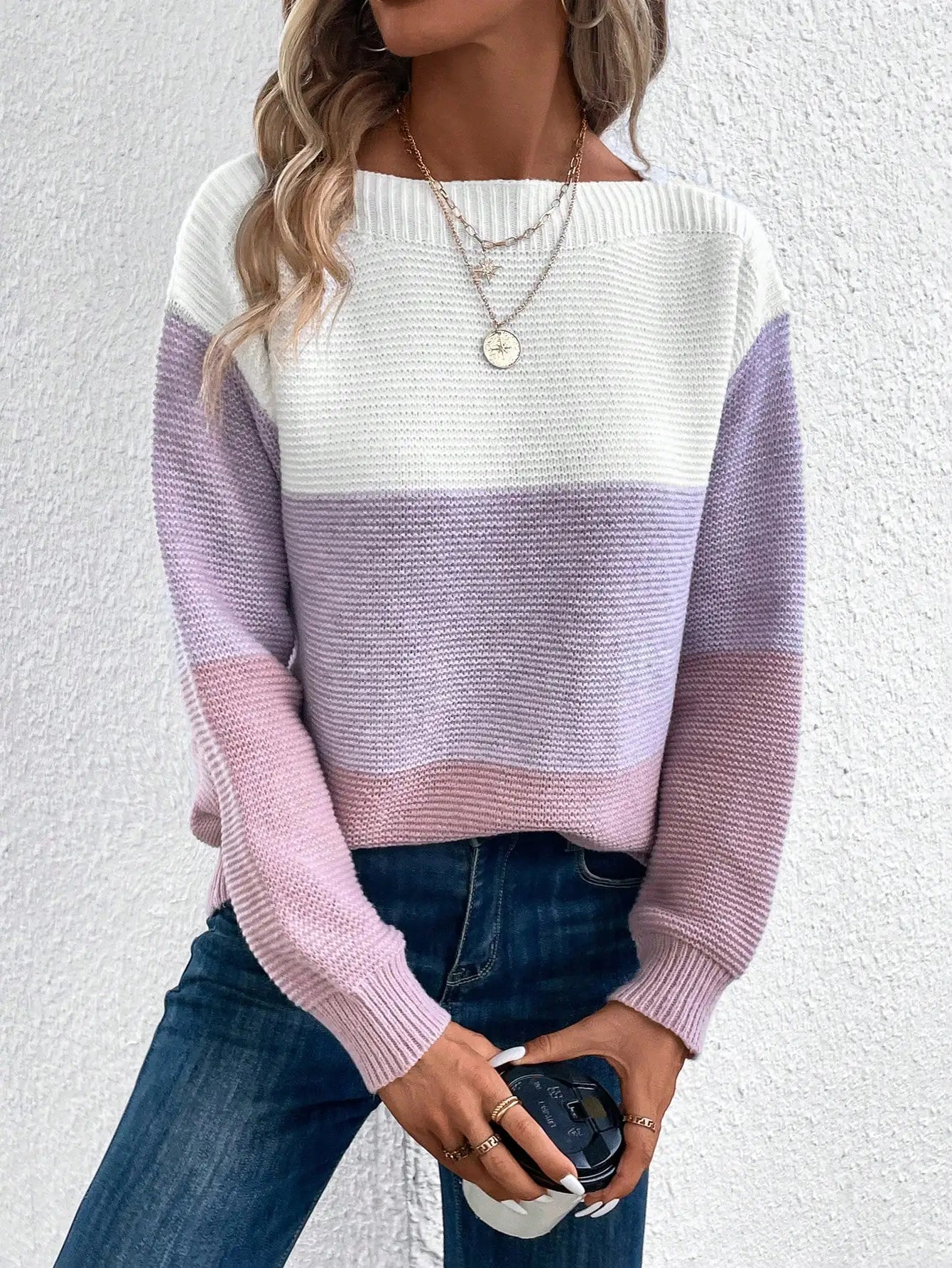 Elegant Three - color Patchwork Sweater Women Female Autumn Winter Knitted Thickened Warm Tops - American Thistle Elegant Three - color Patchwork Sweater Women Female Autumn Winter Knitted Thickened Warm Tops