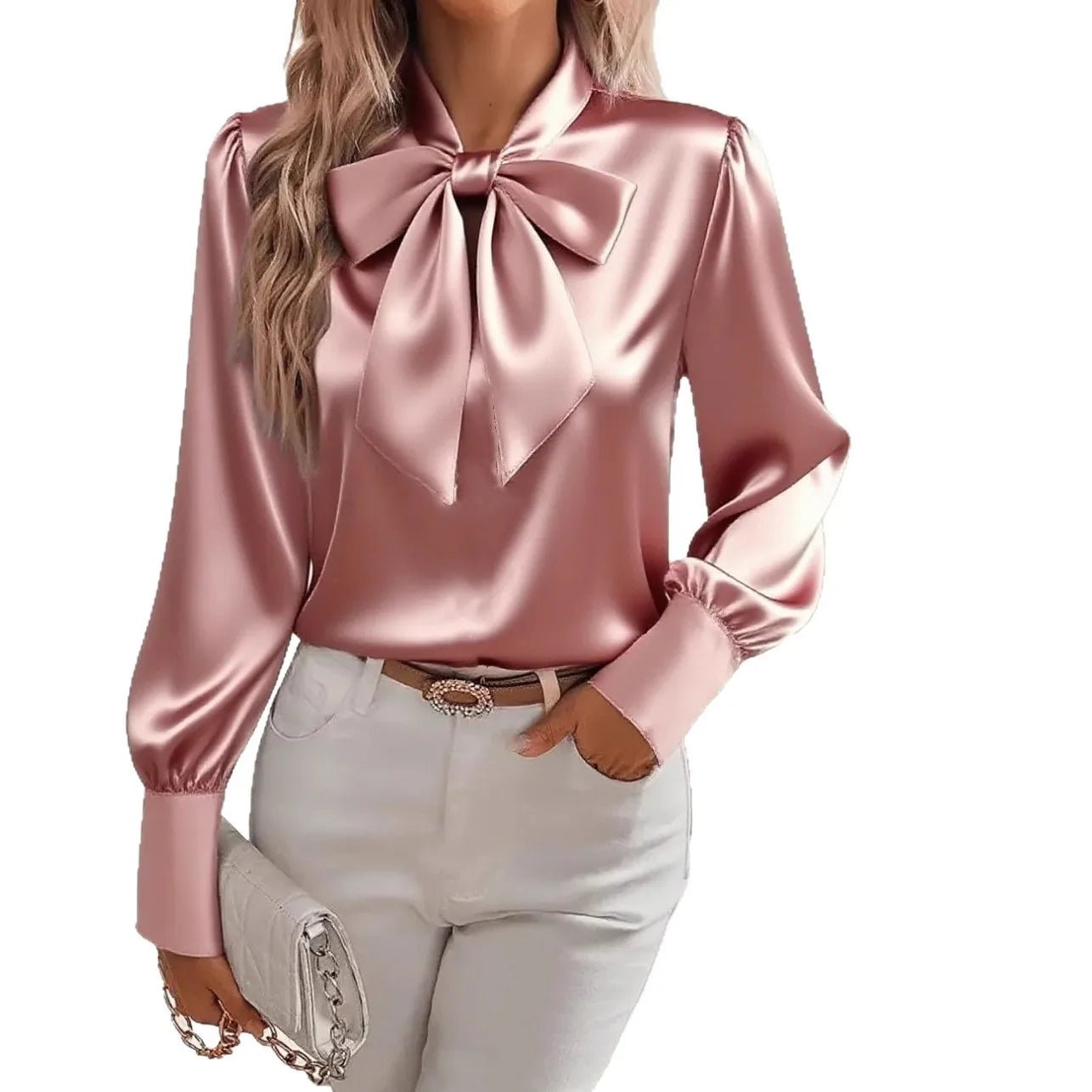 Elelgant Loose Blouse With Bow Women Autumn Winter Fashion Long Sleeve Top - American Thistle Elelgant Loose Blouse With Bow Women Autumn Winter Fashion Long Sleeve Top